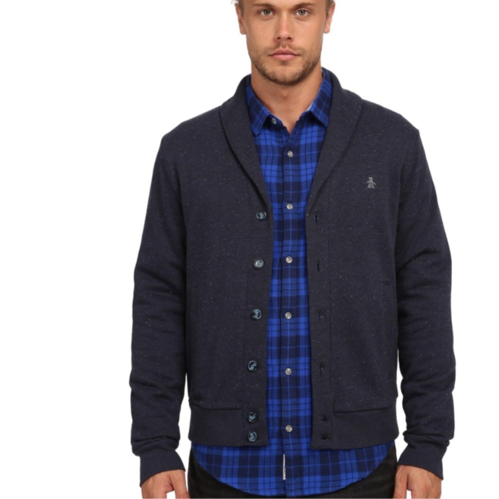 Original Penguin Nep Fleece Cardigan Large NWOT